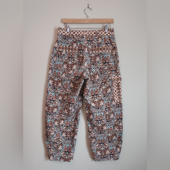 Anthropologue Print Velvet Cargo Barrel Leg Pant Size 8 - Picture 14 of 15